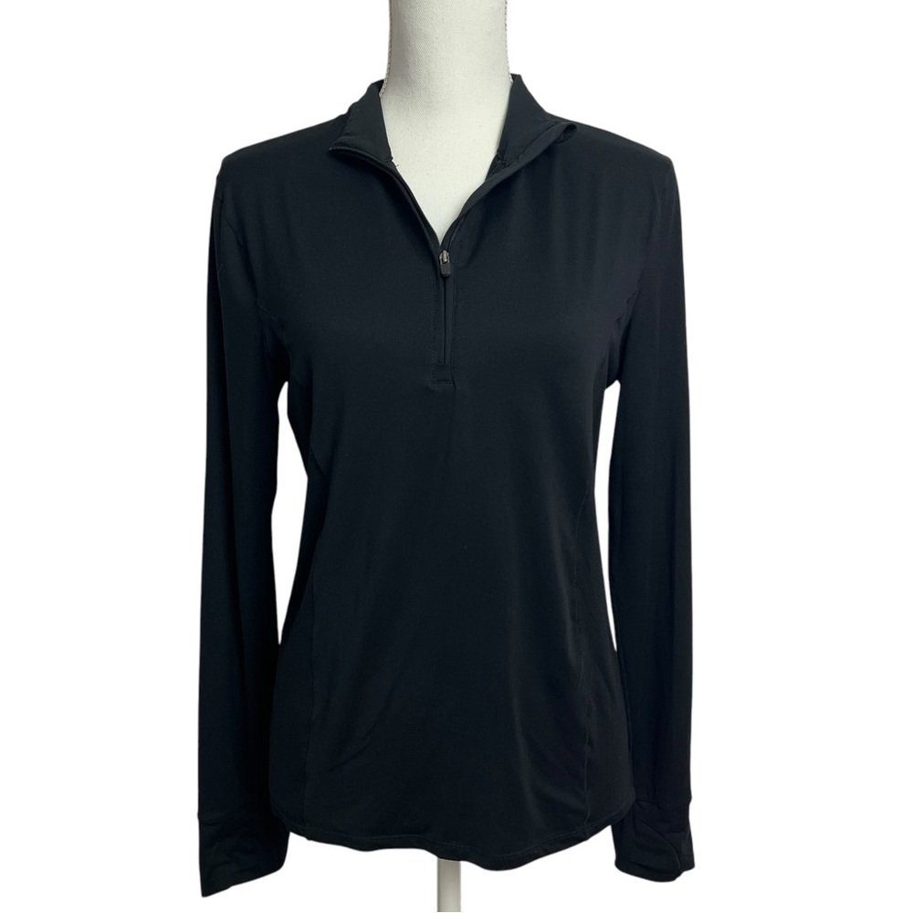 Fabletics Women’s 1/4 Zip Pullover Athletic top Sz Medium Color Black Stretch
